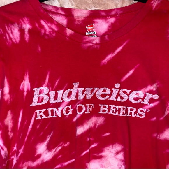 Cropped Budweiser Beer Tee Oversized Shirt Custom Tie Dye - Picture 3 of 5